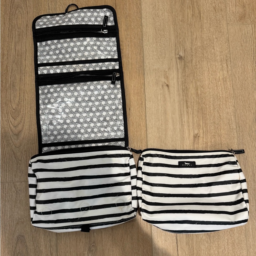 Scout Black and White Striped Hanging Cosmetic Organizer